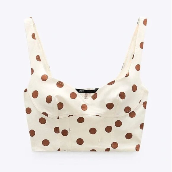NWT - Zara Polka Dot Crop Top - Picture 6 of 8